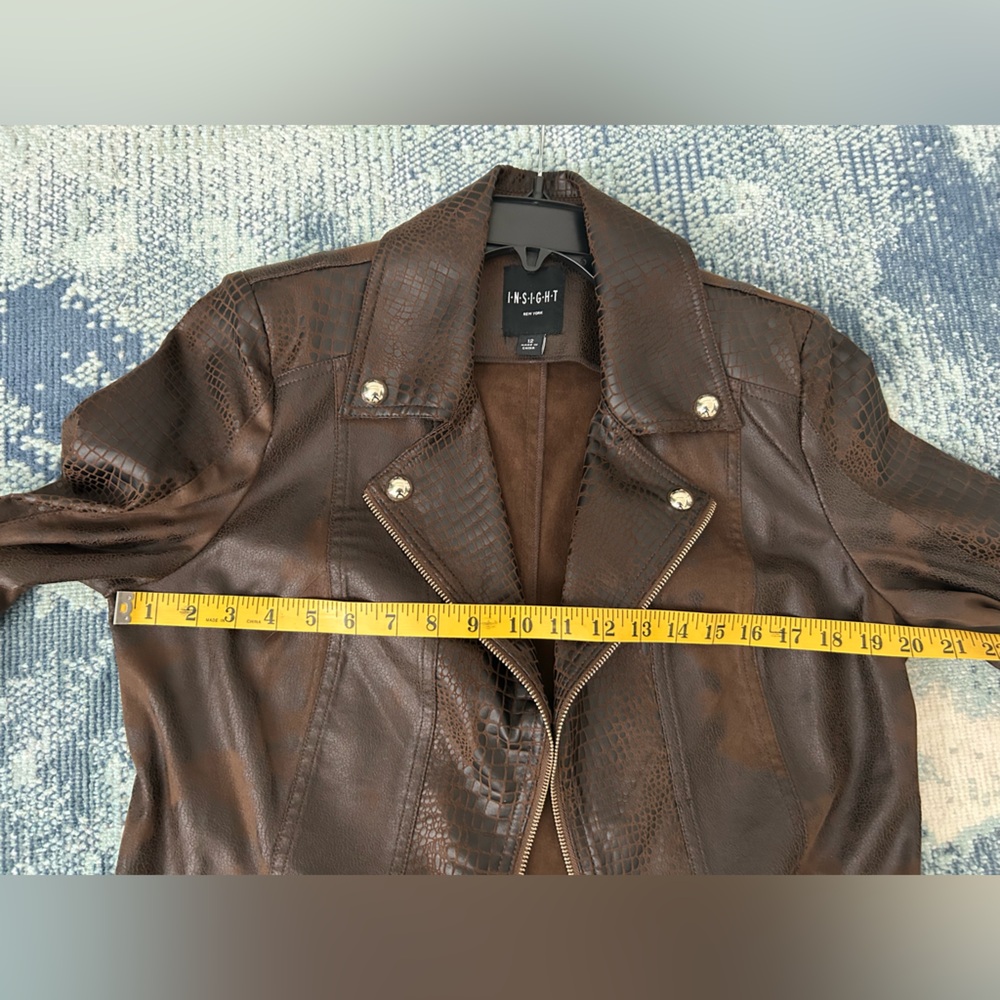 Insight Crocodile-Embossed Brown Leather Jacket - Picture 5 of 6